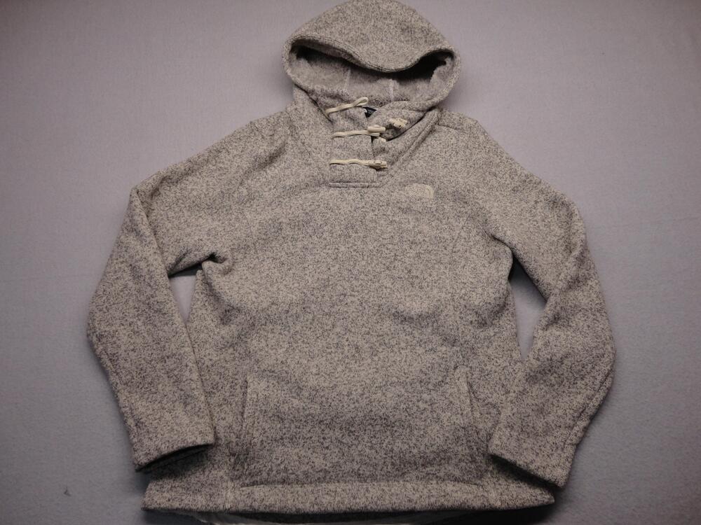 The North Face Hoodie Womens Large Gray Fleece Toggle Neck Pullover Pockets